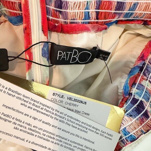 PATBO Violet Floral Flutter Halter Style Maxi Dress Size US 8 Cherry - Picture 5 of 15